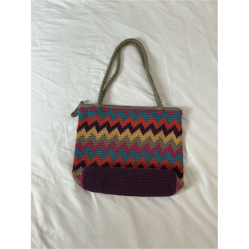 The Sak Multicolor Zigzag Crochet Tote with Purple Base